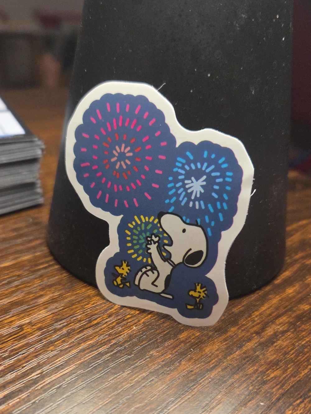 Peanuts Snoopy Kids Sticker - Navy Blue Fireworks Design